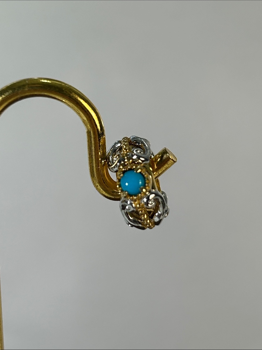 NWOT Gems En Vogue Palladium 18k Genuine Turquoise Euro Style Spacer Bead